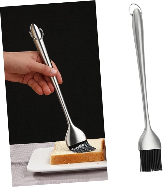 SUPVOX Heat Resistant Silicone Basting Brush with Stainless Steel Handle for Bbq Grilling Baking and Pastry for Meats Cakes Sauces and Marinades
