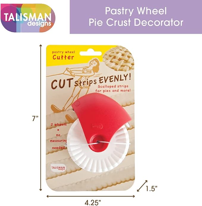 Talisman Designs Pie Crust Decorating Tools | Pastry Wheel Cutter | Set of 1
