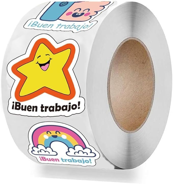 Reward Stickers - Spanish Classroom Essentials with Buen Trabajo Labels for Student Motivation & Fun