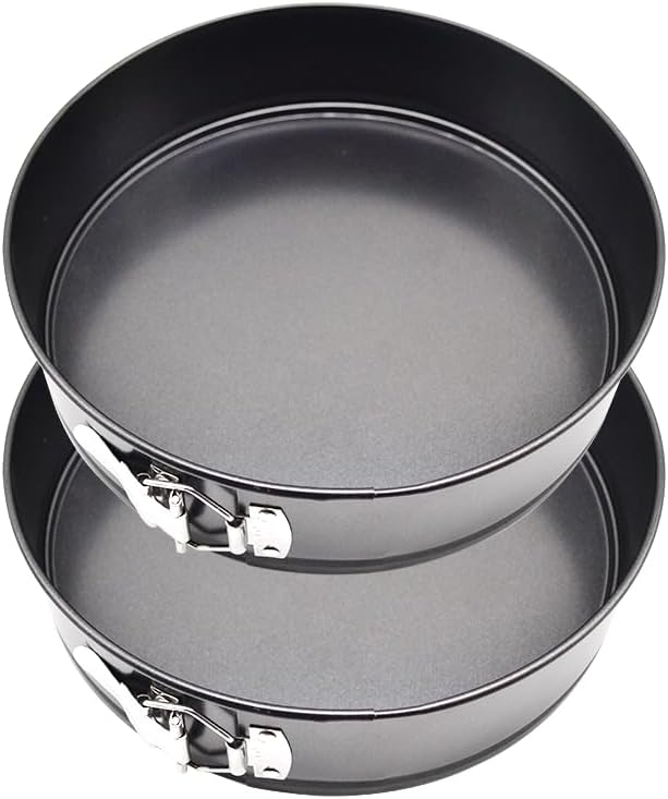 2 Pack 10.2" 26cm 12 Cups Non-Stick Spring Form Cake Mold Pan With Removable Flat Bottom, Tatinum Color Carbon Steel Bakeware Easy Release Cheese Cake Pan