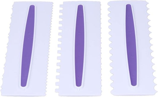 3 Pack Cake Scraper Set Plastic Icing Smoother with Glossy Finish for Cake Decorating Edge Design