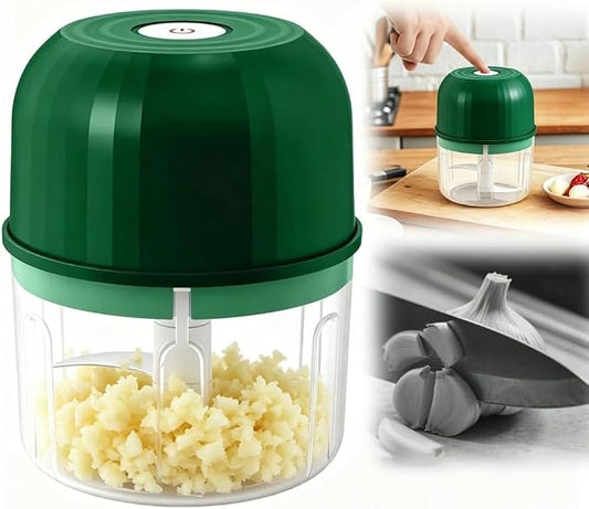 Electric Garlic Chopper, 2026 New Mini Portable Veggie Chopper, Rechargeable Wireless Food Processor for Garlic, Onion, Ginger, Chili, Vegetables and Meat, Garlic Grinder and Onion (Green)