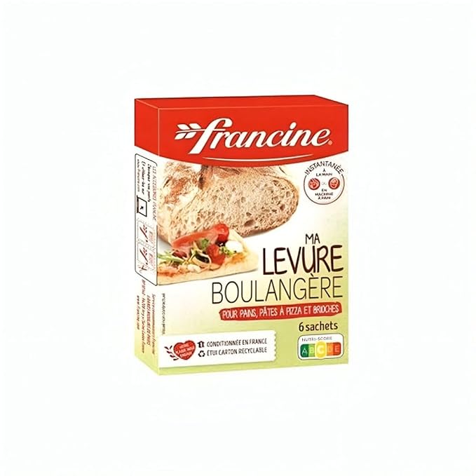 Francine - yeast for baking bread - (6x5g sachets) 30g - bread machine yeast - levadura para hacer pan - Instant dry yeast. Plant-based. French Imported.