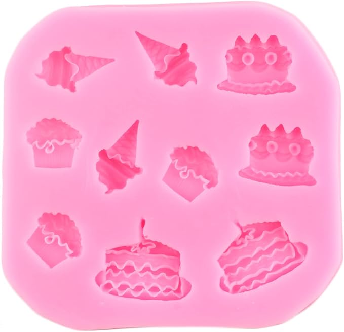 ZiXiang Ice Cream Cones Silicone Molds Donut Fondant Mold Lollipop Candy Mold For Cake Decorating Cupcake Topper Popsicle Polymer Clay Chocolate Gum Paste Set Of 4