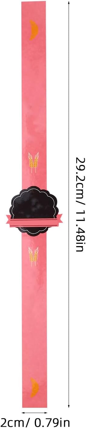 MAGICLULU 100pcs Self-Adhesive Baking Stickers for Cake Boxes, Biscuit Packaging, Paper Sealing Labels, Pink 11.49 X 0.78 Inches