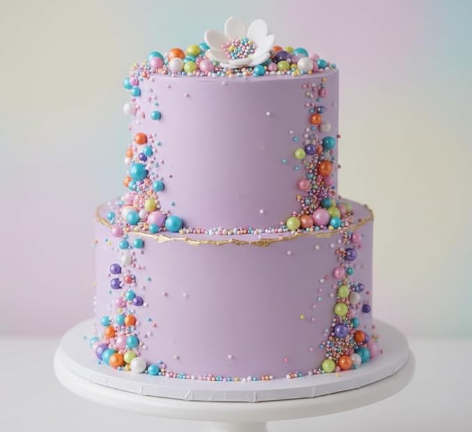 Zali Edible Pearl Sprinkles, Multicolor Mix, 26 Colors Mixed Size | Sugar Pearls, For Cakes, Cupcakes, Cookies, Donuts & Ice Cream, Gluten Free, Food Grade, Wedding & Festival Decoration
