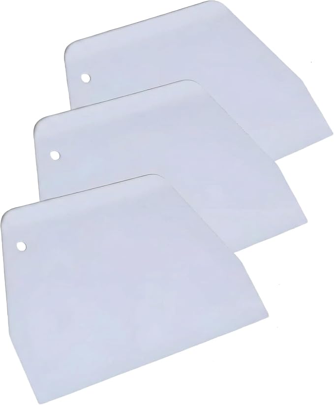 3-Piece Dough Scraper, Trapezoidal Plastic Scraper, 6.1x4.1 Inches | for Pizza Pastry Dough, Cake, Pastry