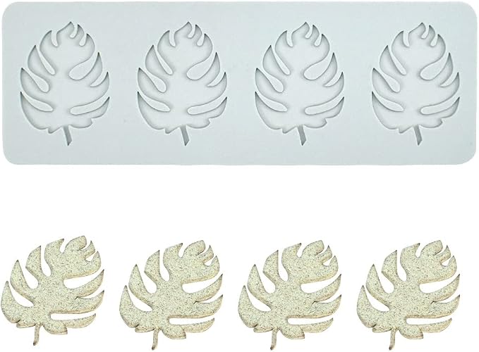 Fondant Silicone Moulds Tropical Leaves Silicone Imprint Mat Gum Paste Press Mold for Cake Chocolate Cupcake Decorating Cake Toppers Candy Cookies Resin Sugarcraft (C_7.72x2.72x0.12inch)
