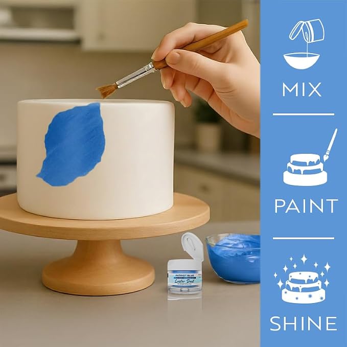 Luster Dust - Patriot Blue (4g 1x Jar) | Edible Vegan Dust & Paint for Cake Decorating, Ice Cream, Desserts, Cocktails and Beverages by Bakell