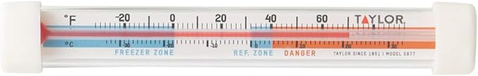 Taylor Kitchen Refrigerator/Freezer Kitchen Thermometer with Magnified Lens, Stainless Steel