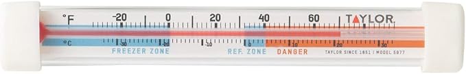 Taylor Kitchen Refrigerator/Freezer Kitchen Thermometer with Magnified Lens, Stainless Steel (Pack of 2)