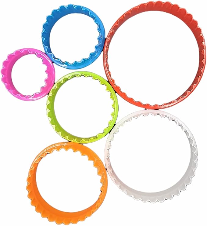 Handy Housewares 6pc Scalloped Biscuit/Cookie Dough Cutter Set, Round & Flower Edged, Dishwasher Safe, Plastic (3 Sets)