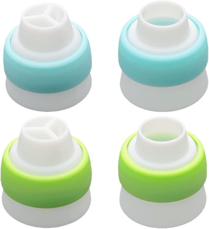 4pcs Russian 3 Color Nozzle Converter Coupler Icing Nozzles Blue+Green Single Hole/Three Holes Icing Cake Decor Tools