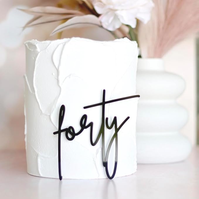 Acrylic Cake Topper Charm | Custom, Flat Acrylic, Personalized Birthdays, Elegant Script, Cake Decoration