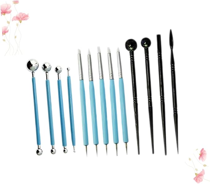 Zerodeko 13-Piece Fondant Sculpting Tools Kit for Cake Decoration Cake Engraving Pen Set Textured Edges for Pottery and Sugarcraft Modeling