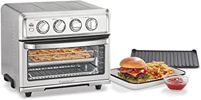 Cuisinart TOA-70 AirFryer Toaster Oven with Grill Stainless Steel Bundle with Deco Chef Pair of Red Heat Resistant Oven Mitt