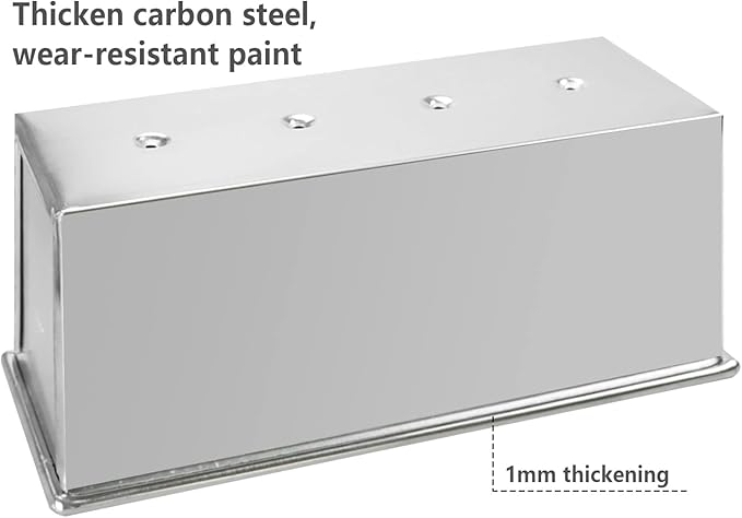 Pullman Loaf Pan with Lid Aluminumed Steel Pullman Loaf Pan Commercial Grade Non Stick Bread Pan with Lid (13x4.3x4.8in)