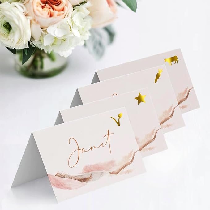 10 Sheets(500 Qty) Meal Stickers,Wedding Food Choice Sticker for Place Cards, Beef, Chicken,Fish (Color Changing Gold)