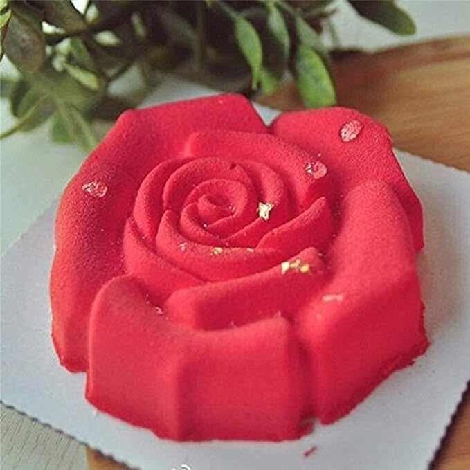 Joyeee 11.8'' Rose Flower Cake Mold Pan, Silicone Baking Mold for Birthday Cake, Muffin, Bread, Pie, Flan, Tart, Mousse, Cheesecake - Non-Stick Baking Trays - Great For Parties, Holidays