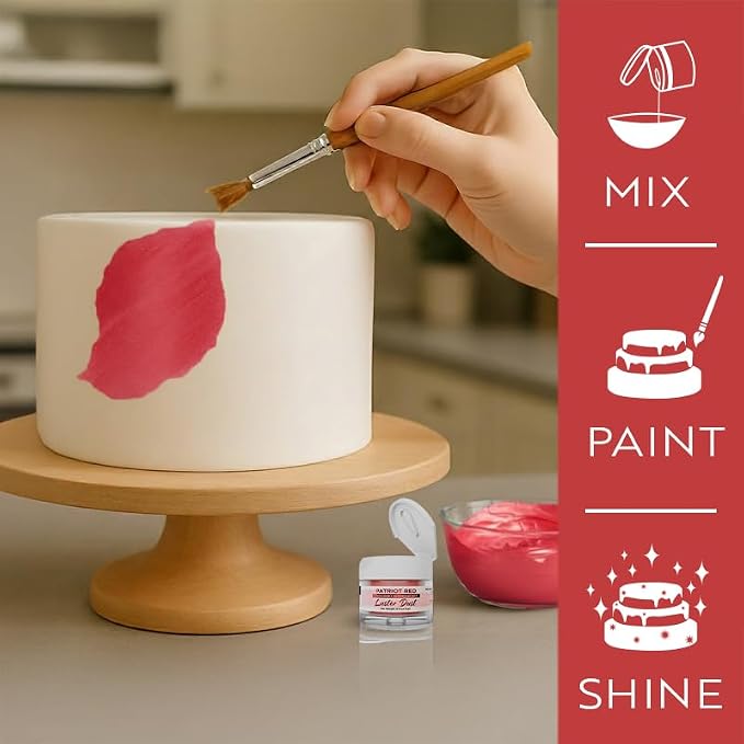 Luster Dust - Patriot Red (4g 1x Jar) | Edible Vegan Dust & Paint for Cake Decorating, Ice Cream, Desserts, Cocktails and Beverages by Bakell