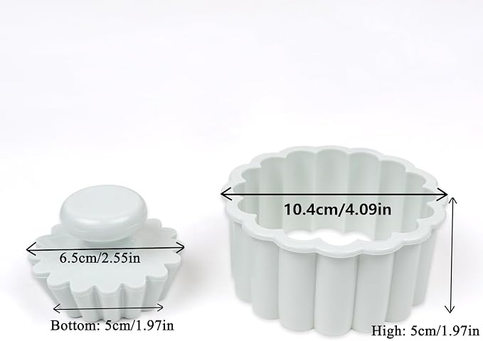 Tart Cutting Mold Set, 4 inch Fluted Round Cookie Cutter Round Double Cut and 2.5 inch Tart Tamper Plastic, Biscuit Cutter for Making Egg Tarts, Fondant Cakes(Baking Tray Not Included)