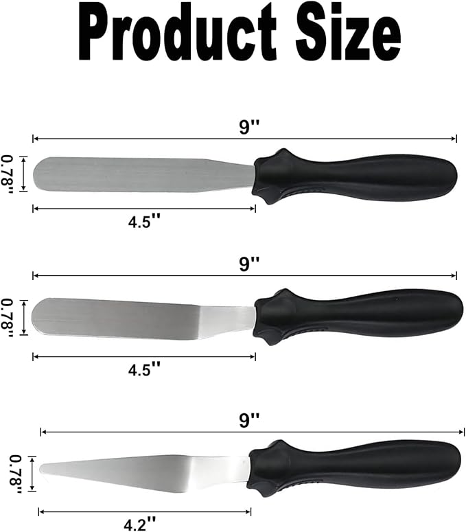 3pcs Small Icing Spatula,Lmoszuak Professional food grade stainless steel cake spatula,with Sturdy & Durable Handle Cake Spatula,Frosting smoother spatulas for cake decorating,Baking(4 inch)