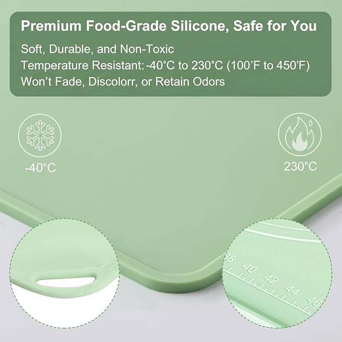 28" x 20"Silicone Baking Mat, Extra Thick Dough Rolling Mat with Measurements and Edge Heightening, Non-stick Food Grade Silicone Pastry Mat for Pastry, Bread, Cookies
