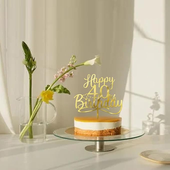 Sleyberoy Acrylic Happy 40th Birthday Cake Topper- Hello 140,Cheers to 40 Years,40th Anniversary/Birthday Party、 men and women Happy forty Birthday Selected cake decoration (40th)
