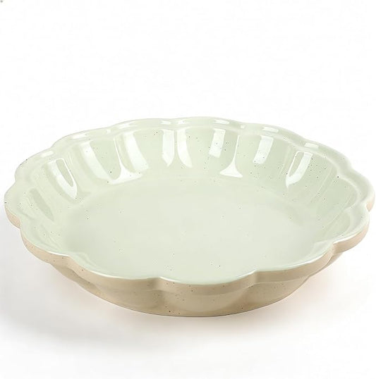 10.2 Inch Ceramic Pie Pan, Fluted Deep Pie Dish, Oven Microwave Safe, Non-Stick Porcelain Pie Plate for Apple Pie, Quiche & Tarts