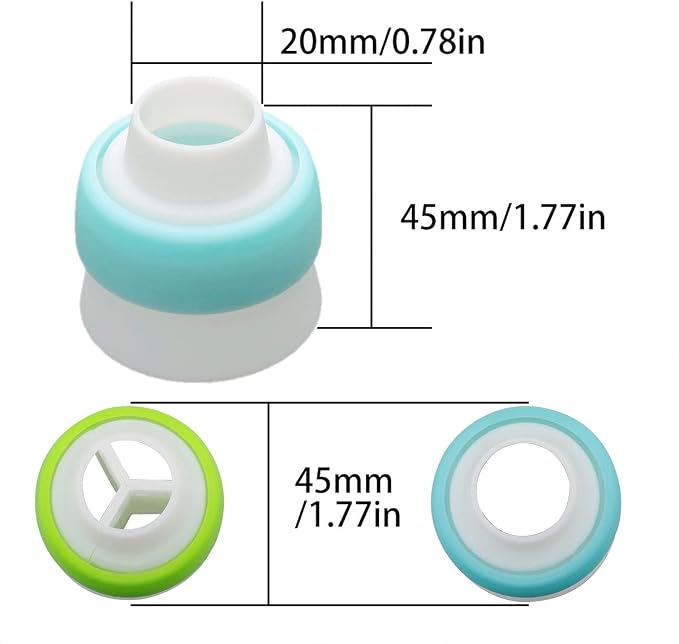 4pcs Russian 3 Color Nozzle Converter Coupler Icing Nozzles Blue+Green Single Hole/Three Holes Icing Cake Decor Tools