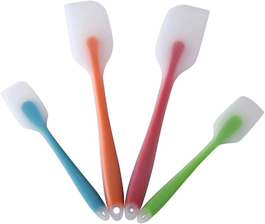 HiramWare Silicone Spatula Set of 4 - Heat Resistant Flexible Spatula 450F with Stainless Steel Core - Food Grade Premium Good Grip Kitchen Utensils - Seamless, Heavy Duty, BPA Free, Dishwasher Safe