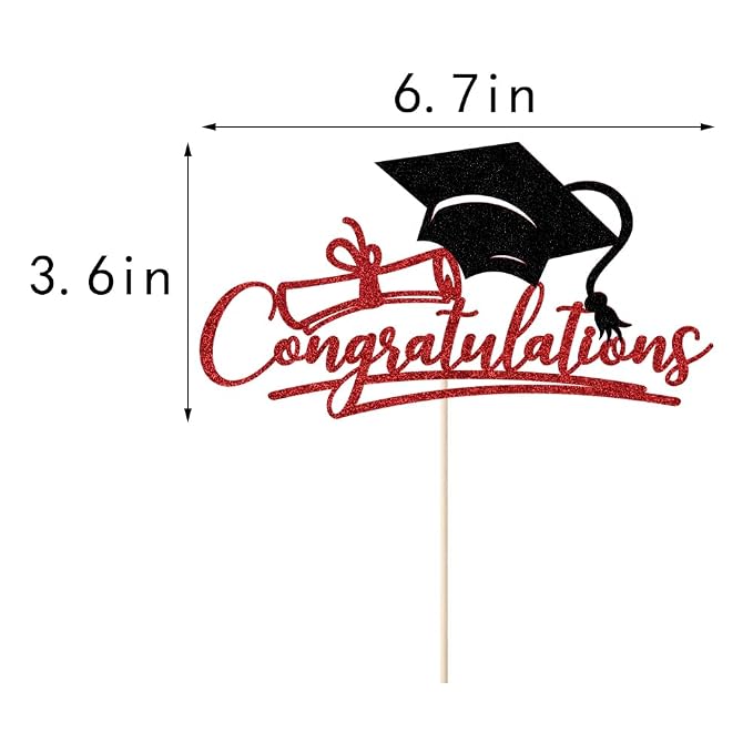 Congratulations 2026 Graduation Cake Topper,Congrats Grad Cake Decor - 2026 High School/College/Senior Graduation Party Decorations Supplies (Red and black.)