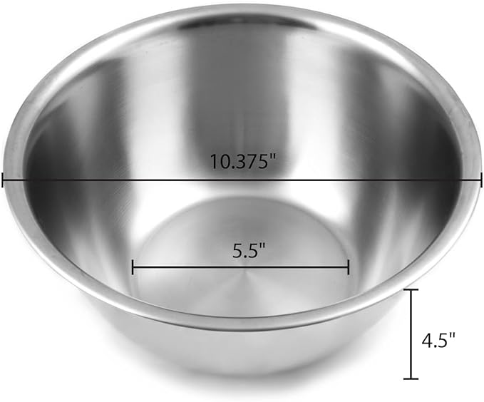 Fox Run Stainless Steel Large Mixing Bowl, 10.25 x 5.25 inches, 4.25 Quart Capacity | Prep, Mix & Serve | 4.25 Quart Capacity | Durable Stainless Steel | Dishwasher Safe | Smudge & Scratch Resistant Bowl