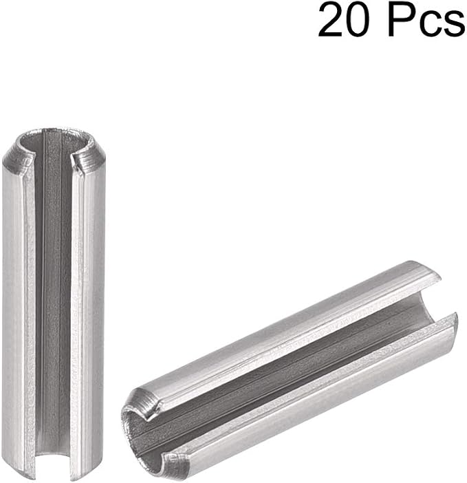 uxcell Slotted Spring Pin - M4 x 10mm 304 Stainless Steel Split Spring Roll Dowel Pins Plain Finish 20Pcs