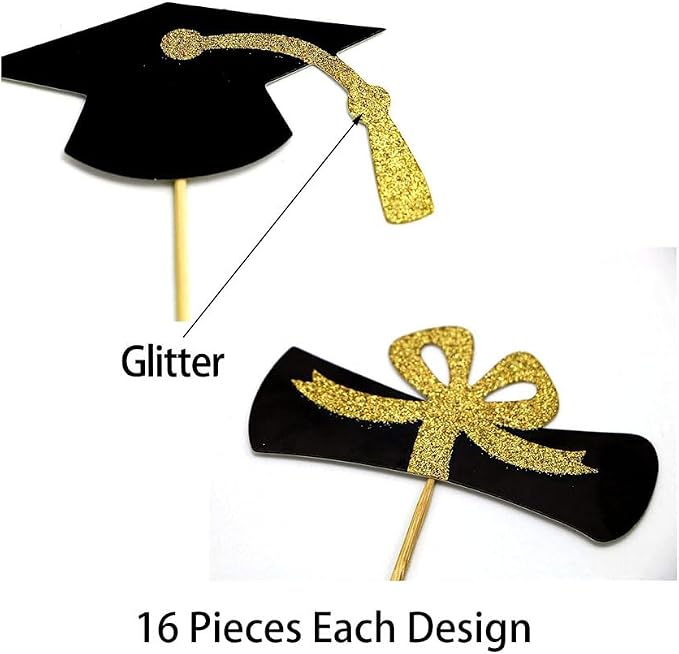YuBoBo 2026 Graduation Cupcake Toppers, 48 PCS Food/Appetizer Picks For Graduation Party Mini Cake Decorations, Diploma, 2026, Grad Cap Set 48 Pieces (04 Green)