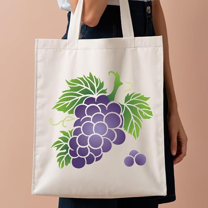 Grape Fruit Craft Stencil for Drawing 11.8 x 11.8 Inch Reusable Plastic Grape Stencil for Painting on Wood Wall Fabric Furniture, DIY Home Decor Craft Stencil