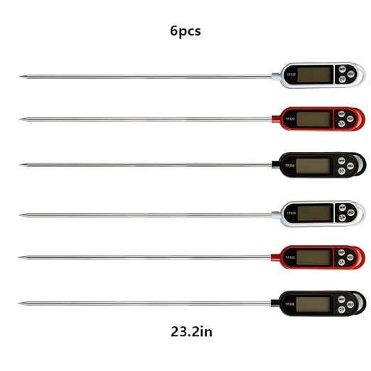 6pcs Candy Thermometer Digital Instant Read for Meat Kitchen Cooking Food Oil Deep Fry BBQ Grill Smoker (6, 23.2in)