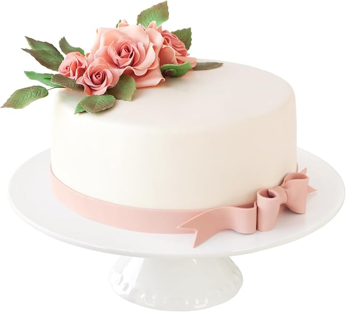White Porcelain Cake Stand 10 Inch, Round Dessert Stand, Display Cupcake Stand for Party, Weddings, Birthday, Baby Shower