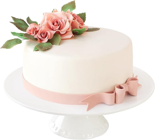 White Porcelain Cake Stand 10 Inch, Round Dessert Stand, Display Cupcake Stand for Party, Weddings, Birthday, Baby Shower