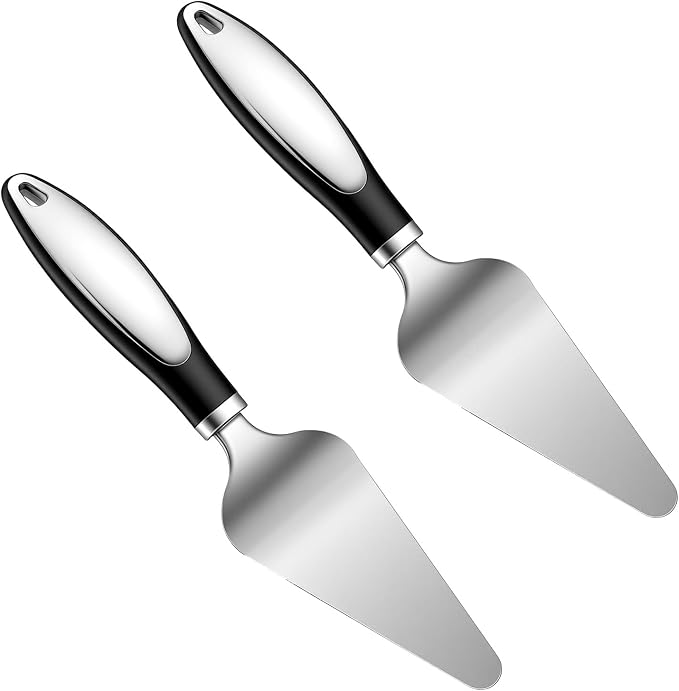 2 Pcs Cake Cutter And Server Pie Spatula Set Stainless Steel Cake Slicer, Pizza Tart Dessert Cutter, Silver Kitchen Baking Tool For Cakes Loaves Eggs And More