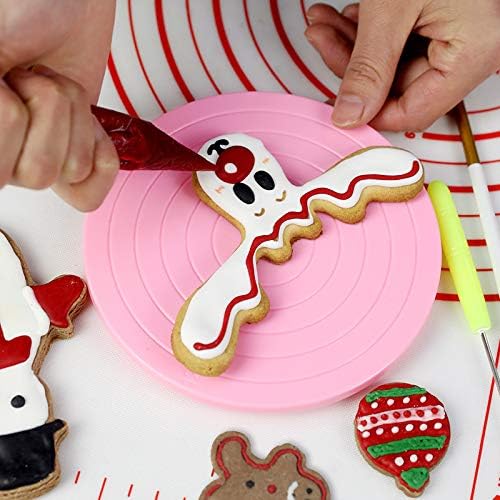 Pink Cookie Decorating Turntable, Rotating Cake Turntable Stand Baking Decor Plate