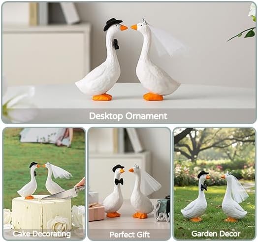 Fun Wedding Cake Toppers Unique Goose Cake Toppers, Couples Wedding Cake Decorations, Cool and Fun Wedding Cake Topper，Bride and Groom Engagement Anniversary