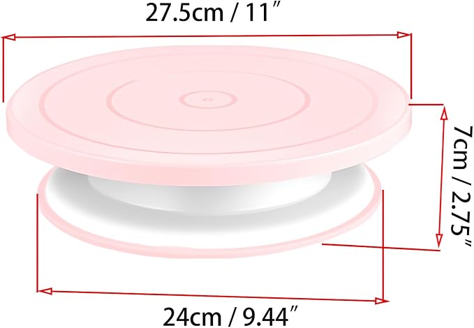 Cake Decorating Turntable 11 Inch Cake Turntable Anti-slip Rotating Cake Stand for Decorating(1pcs Pink)