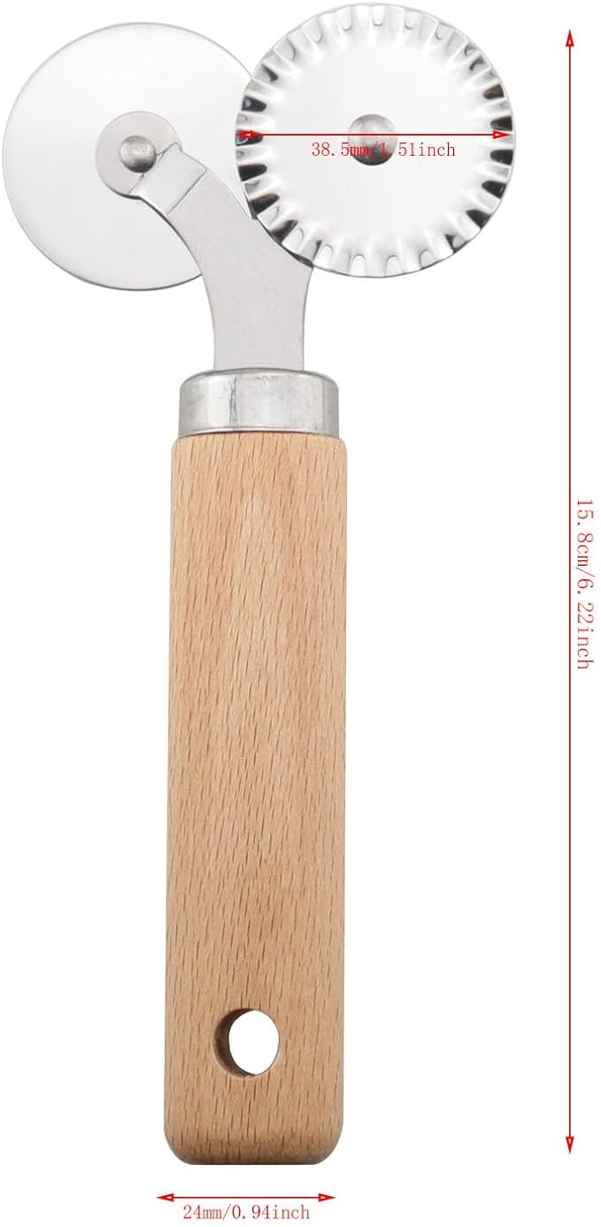 Stainless Steel Pastry Double Cutter Wheel 360 Degree Rolling Embossing Wheel Pasta Cutter Dough Scalloper Grid Roller Pizza Maker Pie Tool Kitchen Baking Utensils