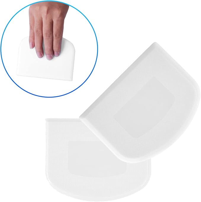 5pcs 4.6x3.6" Dough Bowl Spatula, Dough Cutter Multi-Function Dough Scraper Food Scrappers Plastic Kitchen Bowl Scraper Tool for Pastry Cake Bread Pizza Baking (White)