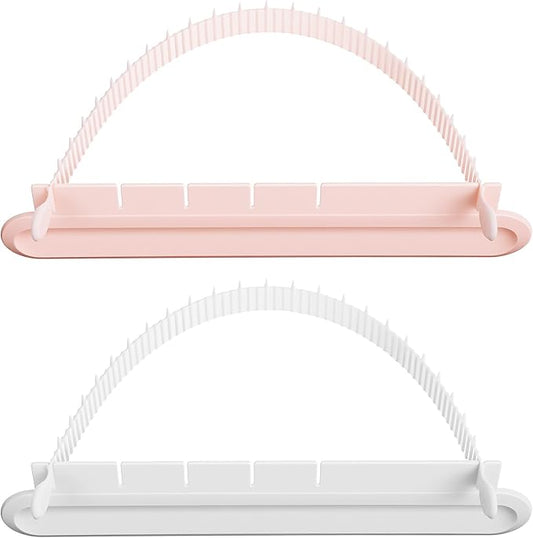 2 PCS Cake Arch Tool, Plastic Fondant Tools for Fondant Icing Measuring, Baking Aid for Beginners (White & Nordic Pink)