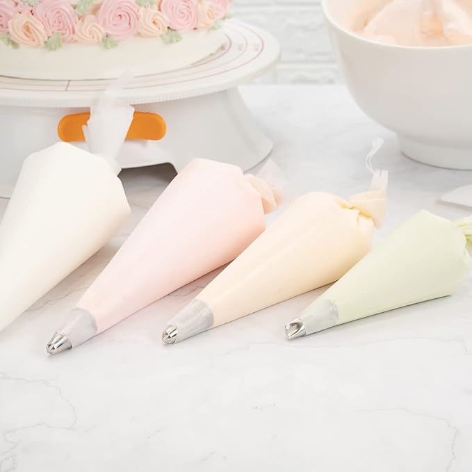 Restaurantware Pastry Tek 12 x 6.2 Inch Piping Bags 2 Reusable Icing Bags - Durable White Silicone Pastry Bags Anti Burst Decorate Cakes Cupcakes Macarons Or Cookies