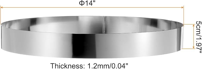 HARFINGTON 2PCS Round Cake Ring 14 x 2 Inch Seamless Stainless Steel Pastry Mousse Dessert Ring Mirror Coating for Baking Cooking Making Tool