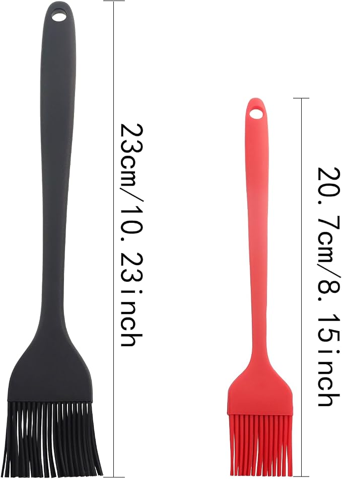 3PCS Silicone Brush Food Grade High Temperature Resistant Basting Brush For Barbecue Baking Oven Pastry Oil Soy Sauce Glazing Tool Red Black Small Size Black Large Size