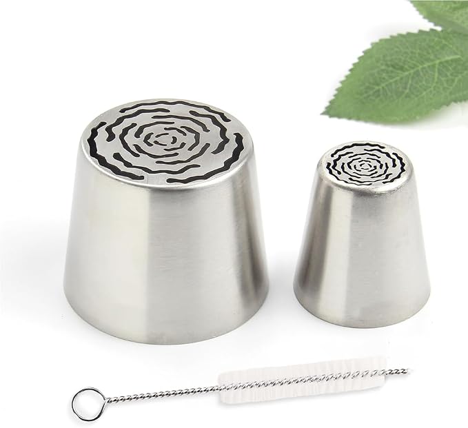 14 PCS Russian Piping Tips Set,Stainless Steel Icing Nozzles for Cake Decorating, Cream Flower Bouquet DIY Cookies, Desserts Baking Tools 1 XXL,1 XL,1 Medium Leaf,10 Piping Bags,1 Brush(S84)